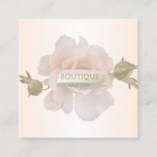 Tarjeta De Visita Cuadrada Elegante, moderno, Rosa, flor, pincel