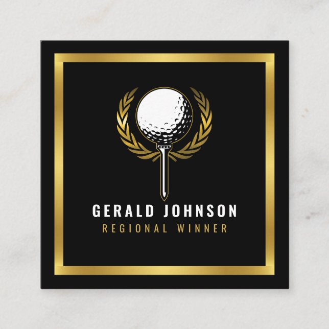 Tarjeta De Visita Cuadrada Elegante Monograma de Golf Diseño Plaza Business C (Anverso)