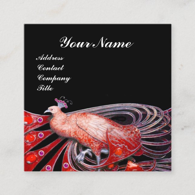 TARJETA DE VISITA CUADRADA ELEGANTE MONOGRAMA DE JOYERÍA DE MODA PAVO REAL NE (Anverso)
