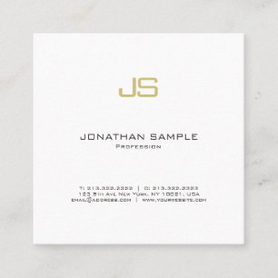 Tarjeta De Visita Cuadrada Elegante Monograma Dorado Moda de lujo Minimalista