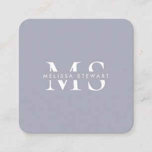 Tarjeta De Visita Cuadrada Elegante monograma gris plateado moderno redondead