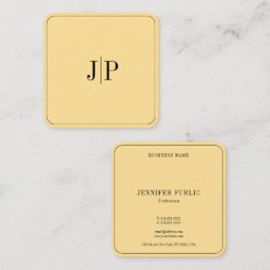 Tarjeta De Visita Cuadrada Elegante Monograma Plantilla de Lujo Glamour Gold