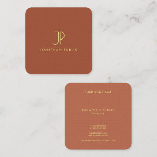 Tarjeta De Visita Cuadrada Elegante Monograma Plantilla de Lujo Línea Premium