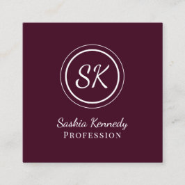 Tarjeta De Visita Cuadrada Elegante Monograma Profesional de Guión Marrón Roj