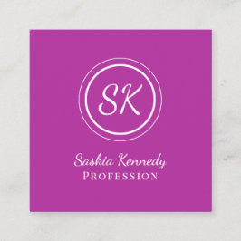 Tarjeta De Visita Cuadrada Elegante Monograma Profesional de Guión Oscuro