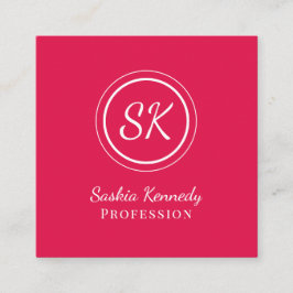 Tarjeta De Visita Cuadrada Elegante Monograma Profesional de Guión Rojo de Ce