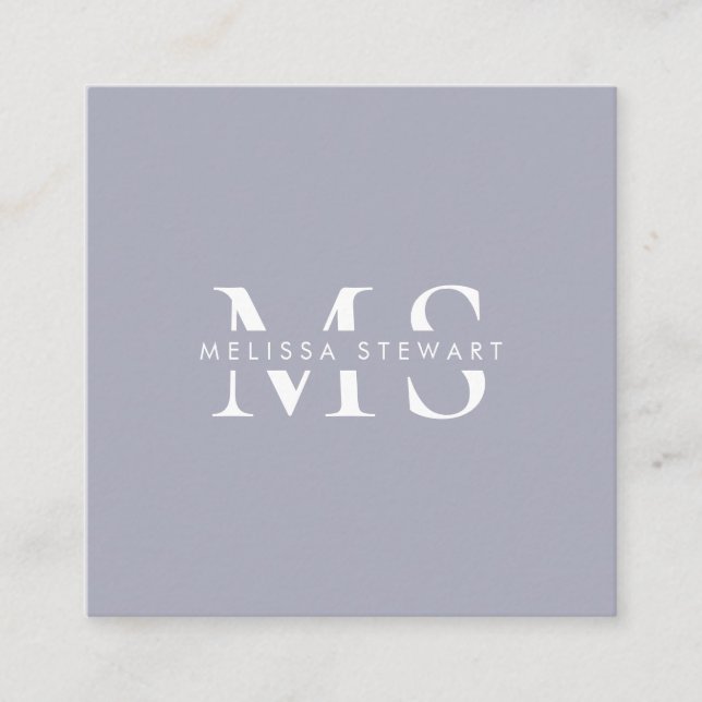 Tarjeta De Visita Cuadrada Elegante monograma profesional moderno gris platea (Anverso)
