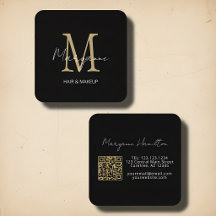 Elegante Monograma QR Negro Oro