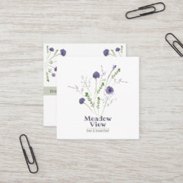 Tarjeta De Visita Cuadrada Elegante Morado Acuarela Floral
