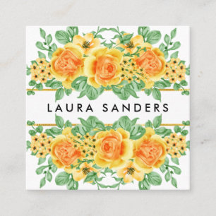 Tarjeta De Visita Cuadrada Elegante Naranja Amarillo Rosa Planeador de evento