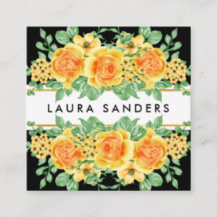 Tarjeta De Visita Cuadrada Elegante Naranja Amarillo Rosa Planeador de evento