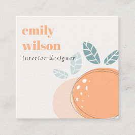 Tarjeta De Visita Cuadrada Elegante Naranja Cuta Resumen Negrita Cítrico Frut