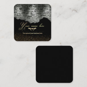 Tarjeta De Visita Cuadrada elegante negro con dorado para personalizar