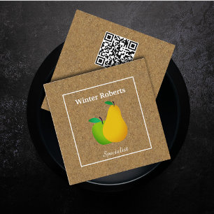Tarjeta De Visita Cuadrada Elegante nutricionista qr código kraft profesional