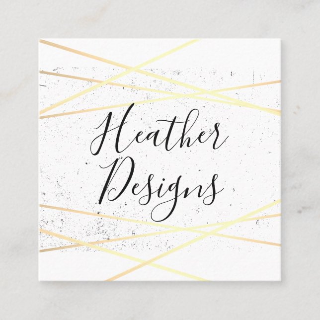 Tarjeta De Visita Cuadrada Elegante oro geométrico (Anverso)