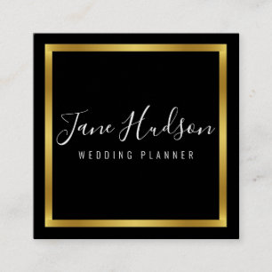Tarjeta De Visita Cuadrada Elegante oro negro minimalista editable 2.5x2.5 pu