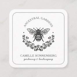 Tarjeta De Visita Cuadrada Elegante paisaje de Bee Laurel Gardener