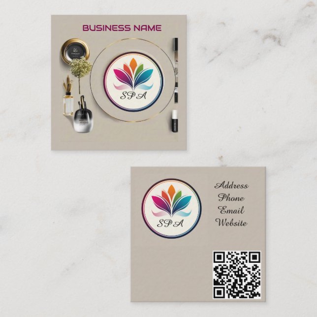 Tarjeta De Visita Cuadrada Elegante pantalla de arreglos cosméticos (Anverso / Reverso)