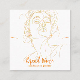 Tarjeta De Visita Cuadrada Elegante Pantalla Minimalista de joyería de dibujo