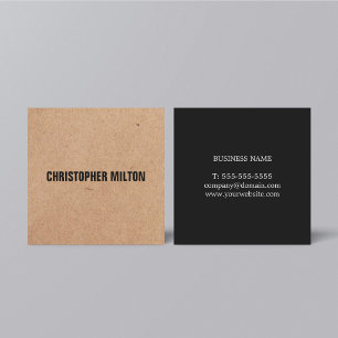 Tarjeta De Visita Cuadrada Elegante Papel Kraft Blanco Negro Moderno para Ase