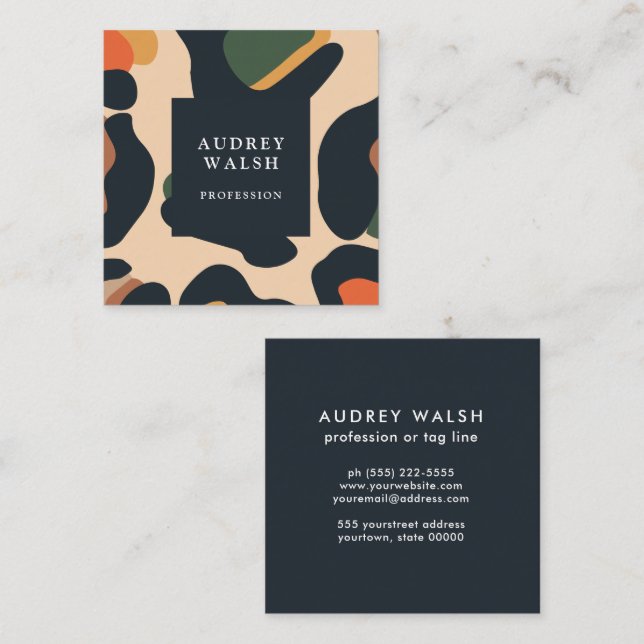 Tarjeta De Visita Cuadrada Elegante paraje de Safari Animal Skin Leopard Girl (Anverso / Reverso)