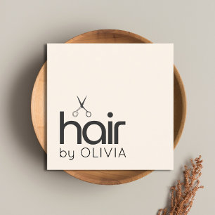 Tarjeta De Visita Cuadrada Elegante Pastel minimalista Negro Tijeras Hairstyl