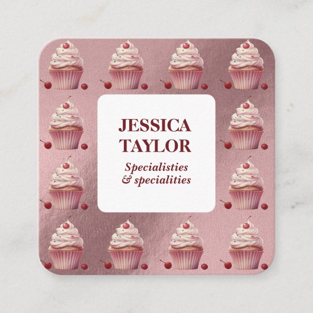 Tarjeta De Visita Cuadrada Elegante pastelería de la casa de la repostería de (Anverso)