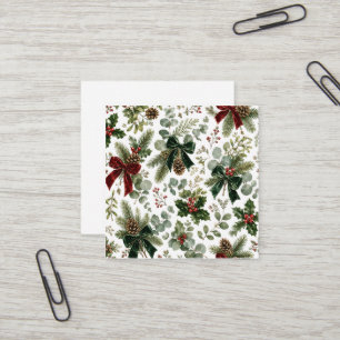 Tarjeta De Visita Cuadrada Elegante patrón botánico de Navidad