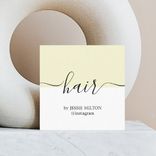 Tarjeta De Visita Cuadrada Elegante peluquero blanco amarillo