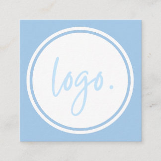 TARJETA DE VISITA CUADRADA ELEGANTE PERSONALIZADO DE LOGOTIPO MINIMAL AZUL Y 