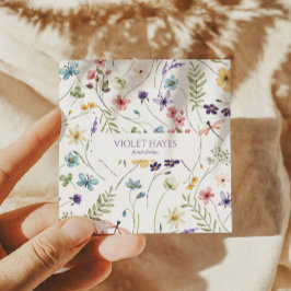 Tarjeta De Visita Cuadrada Elegante Personalizado Floral de Flor Silvestre