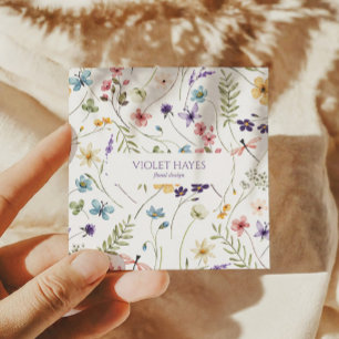Tarjeta De Visita Cuadrada Elegante Personalizado Floral de Flor Silvestre