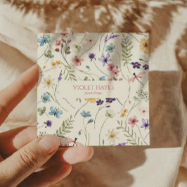 Tarjeta De Visita Cuadrada Elegante Personalizado Floral de Flor Silvestre