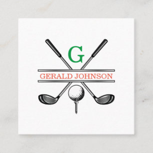 Tarjeta De Visita Cuadrada Elegante Personalizado Minimalista Golf Monograma
