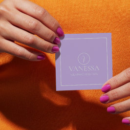 Tarjeta De Visita Cuadrada Elegante Personalizado Monograma de Lavanda