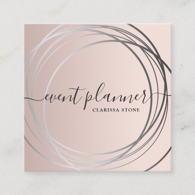 Tarjeta De Visita Cuadrada Elegante planificador moderno de eventos de oro y  (Anverso)