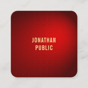 Tarjeta De Visita Cuadrada Elegante plantilla de diseño de color rojo Damask