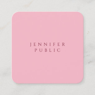 Tarjeta De Visita Cuadrada Elegante plantilla de diseño simple rosa pálido mo