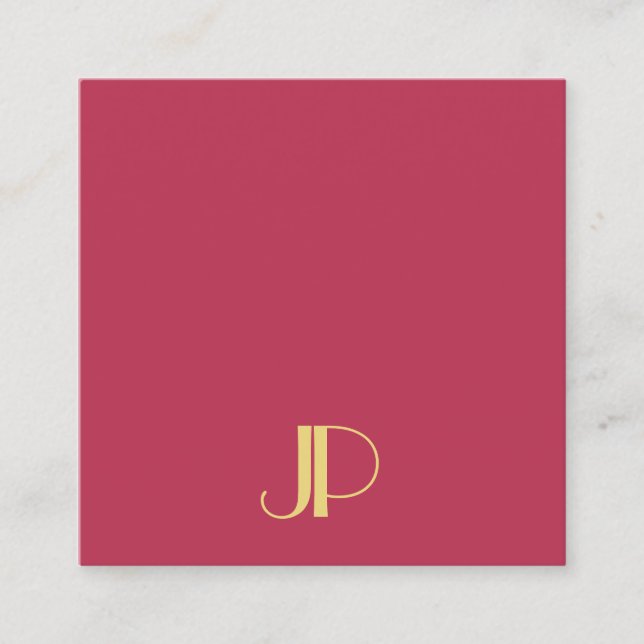 Tarjeta De Visita Cuadrada Elegante plantilla de moda de Monograma Dorado Mod (Anverso)
