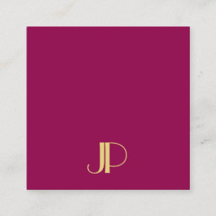 Tarjeta De Visita Cuadrada Elegante plantilla de monograma dorado Viva Magent