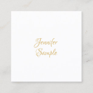 Tarjeta De Visita Cuadrada Elegante plantilla minimalista de texto con letra 