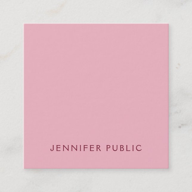 Tarjeta De Visita Cuadrada Elegante plantilla simple Pale Pink Luxury Moderno (Anverso)