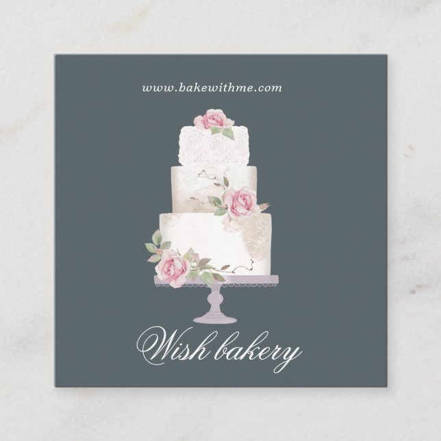 Tarjeta De Visita Cuadrada elegante plaza de panadería de tres niveles (Anverso)