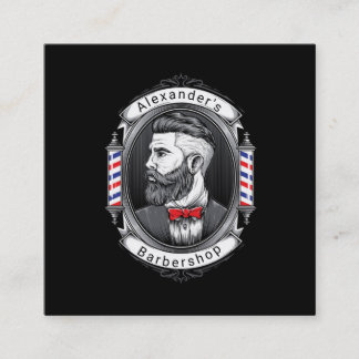 Tarjeta De Visita Cuadrada Elegante Plaza del Hombre con Barba