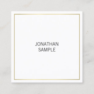 Tarjeta De Visita Cuadrada Elegante Profesional con Estilo Dorado Minimalista