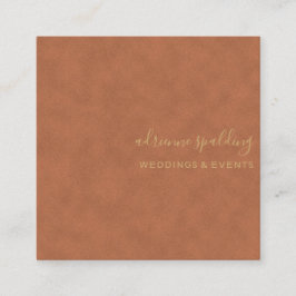 Tarjeta De Visita Cuadrada Elegante profesional de textura de cuero Ante marr