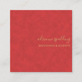 Tarjeta De Visita Cuadrada Elegante profesional de textura de cuero Ante rojo