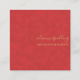 Tarjeta De Visita Cuadrada Elegante profesional de textura de cuero Ante rojo