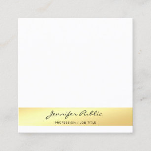 Tarjeta De Visita Cuadrada Elegante profesional elegante Faux Gold White