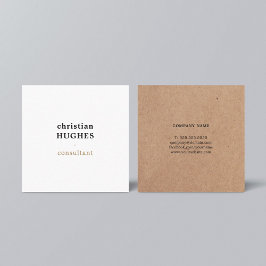 Tarjeta De Visita Cuadrada Elegante Profesional Minimal Kraft Brown White